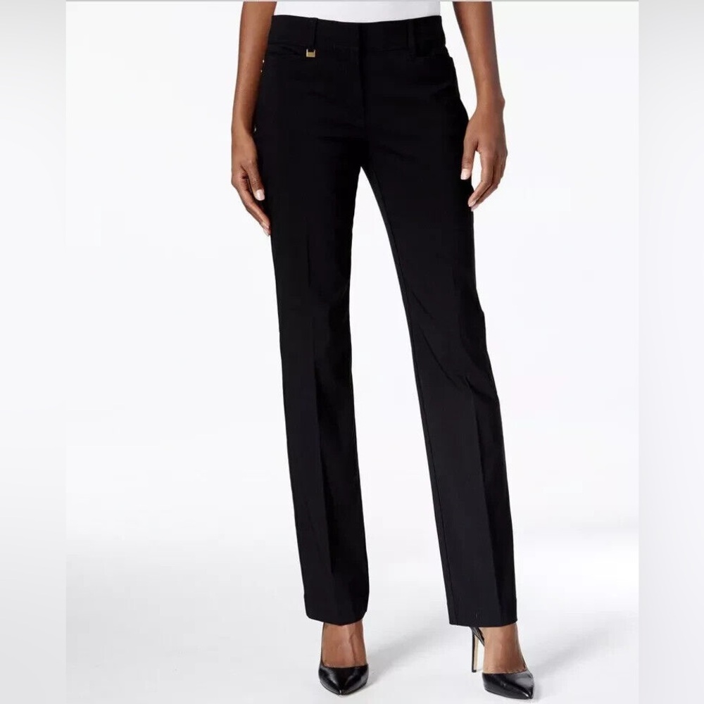 Jm Collection Petite Tummy-Control Curvy Fit Pants Deep Black SZ 8PShort